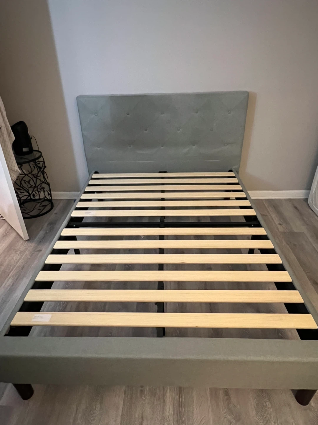 Full Size Bed Frame with mattress and pillows - photo 3