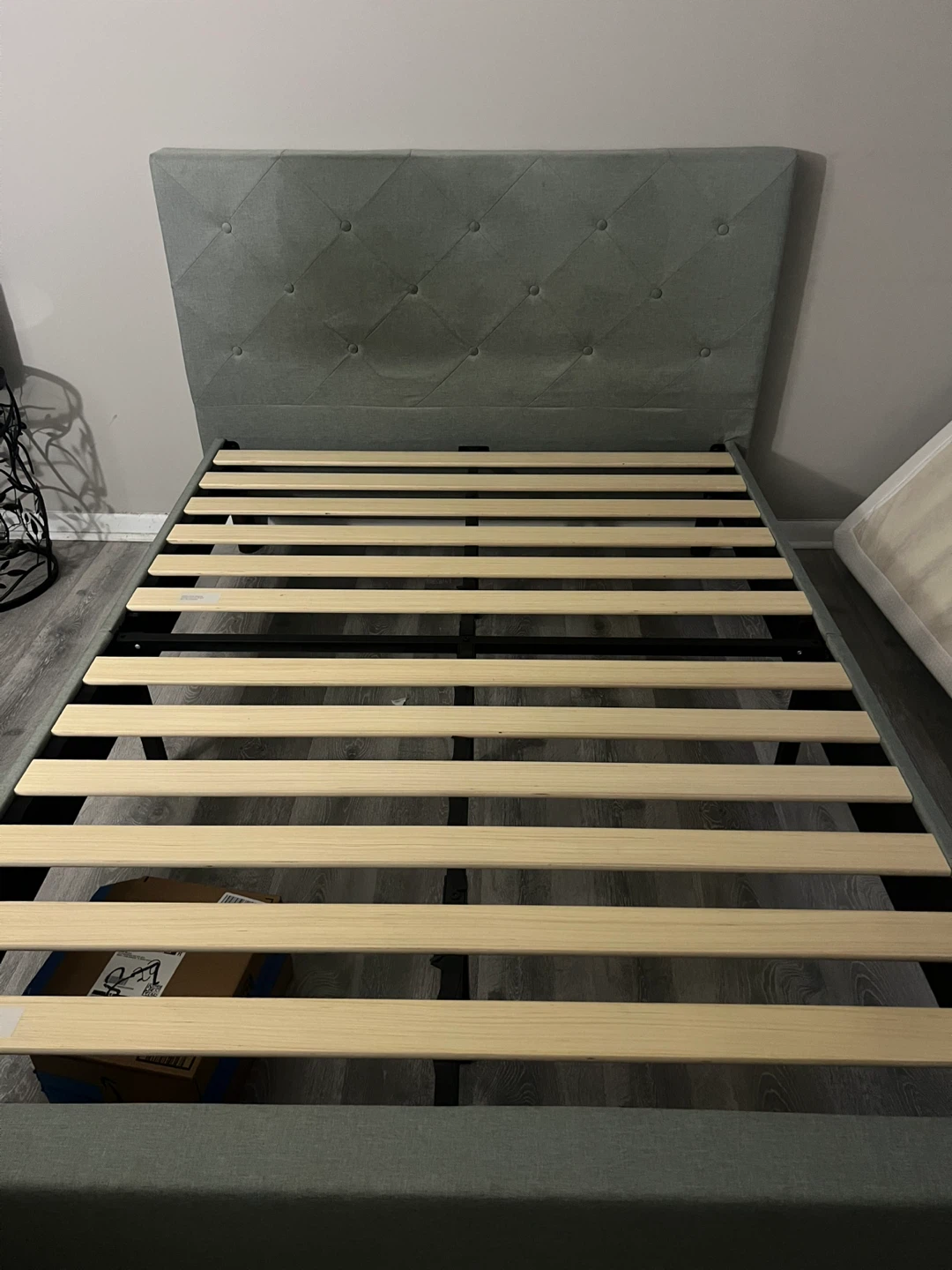 Full Size Bed Frame with mattress and pillows - photo 5