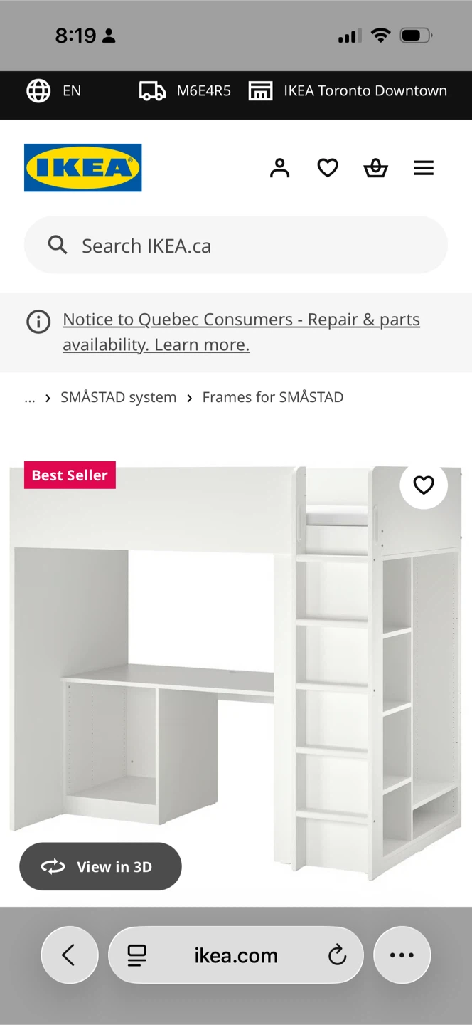 IKEA SMÅSTAD Loft Bed with Desk and Storage - photo 2