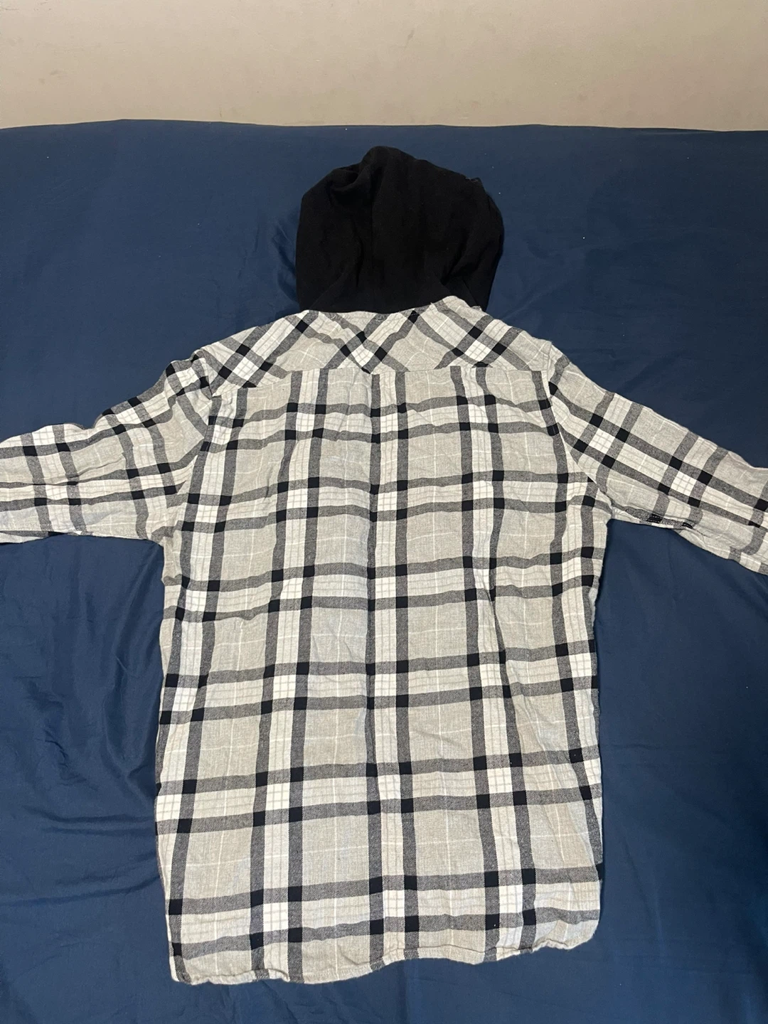 Plaid Flannel Shirt with Attached Hoodie - photo 2