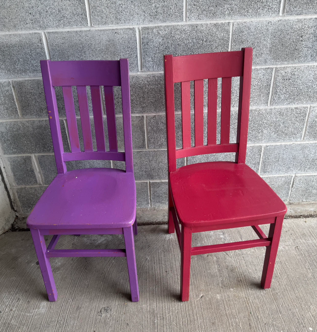 Set of 2 Kids Wooden Chairs - Purple & Red