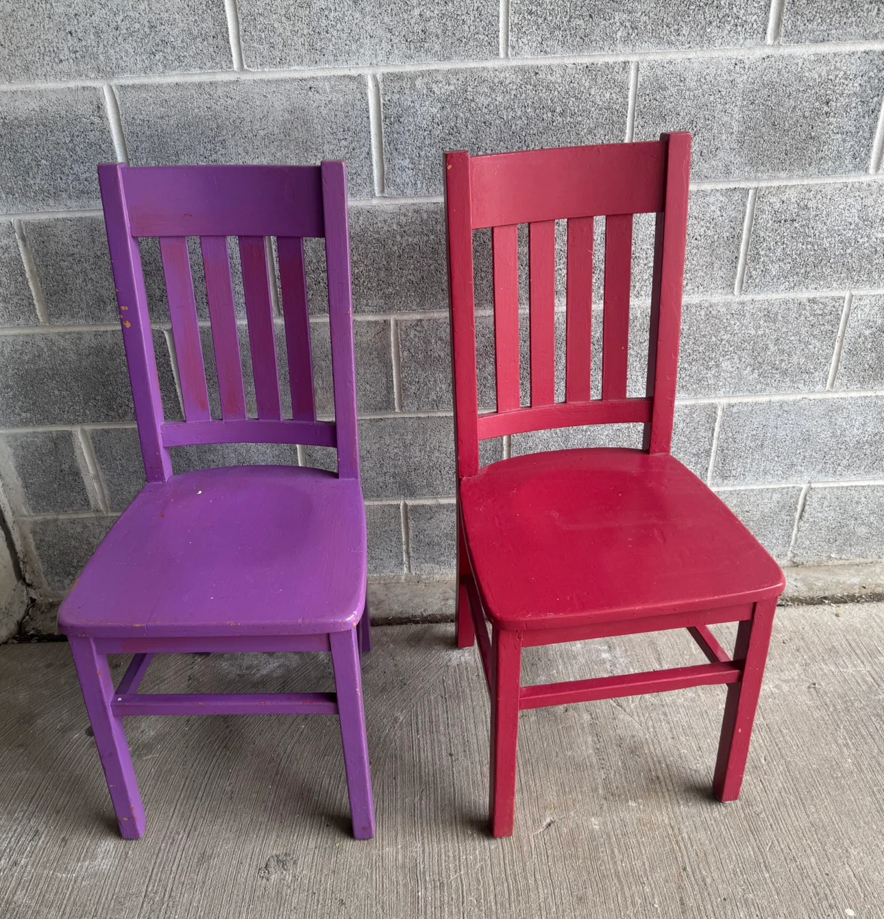 Set of 2 Kids Wooden Chairs - Purple & Red - photo 2