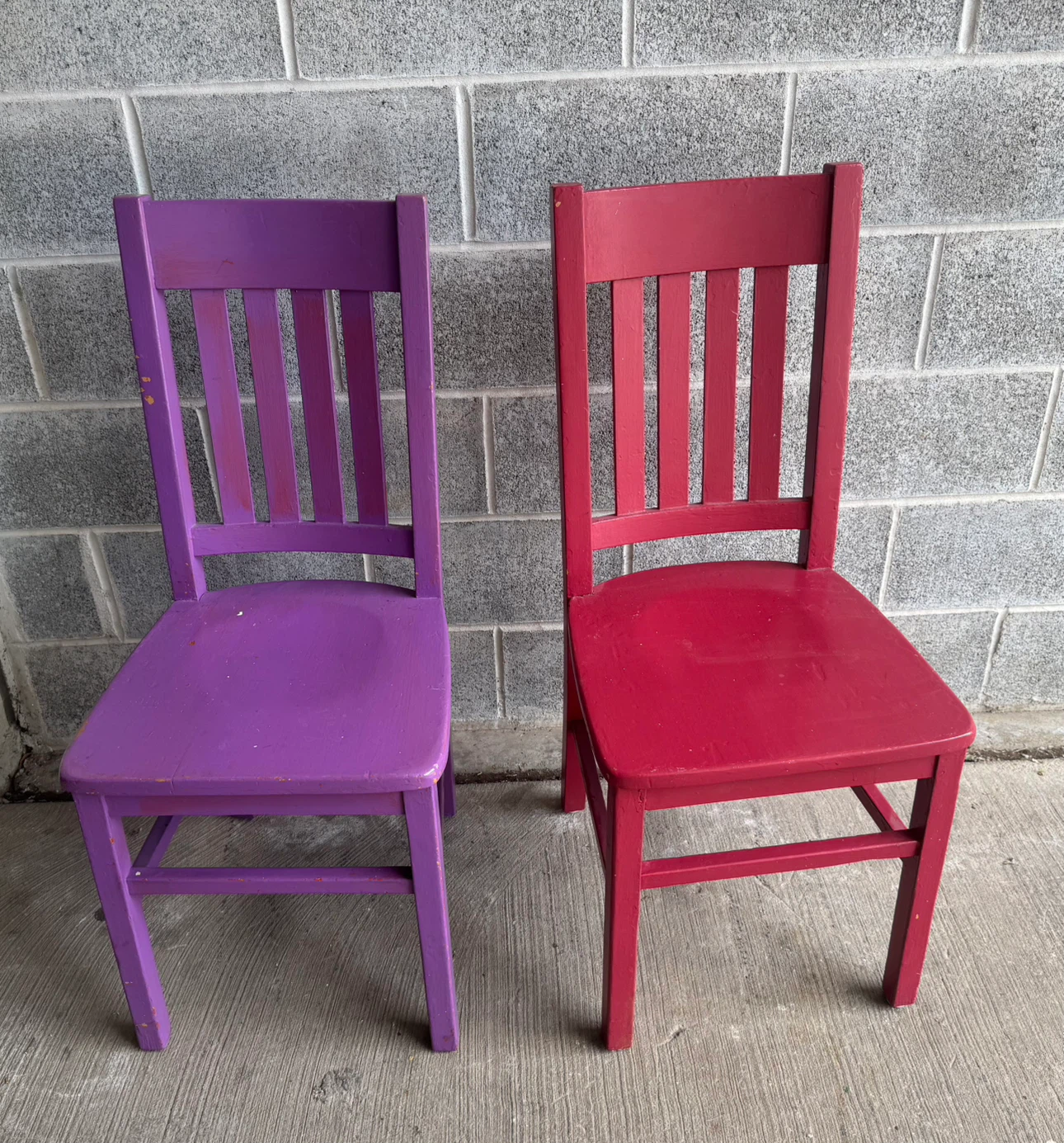 Set of 2 Kids Wooden Chairs - Purple & Red - photo 3