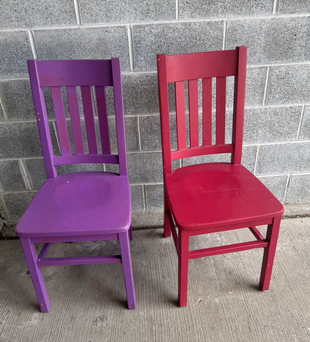 Set of 2 Kids Wooden Chairs - Purple & Red - photo 4