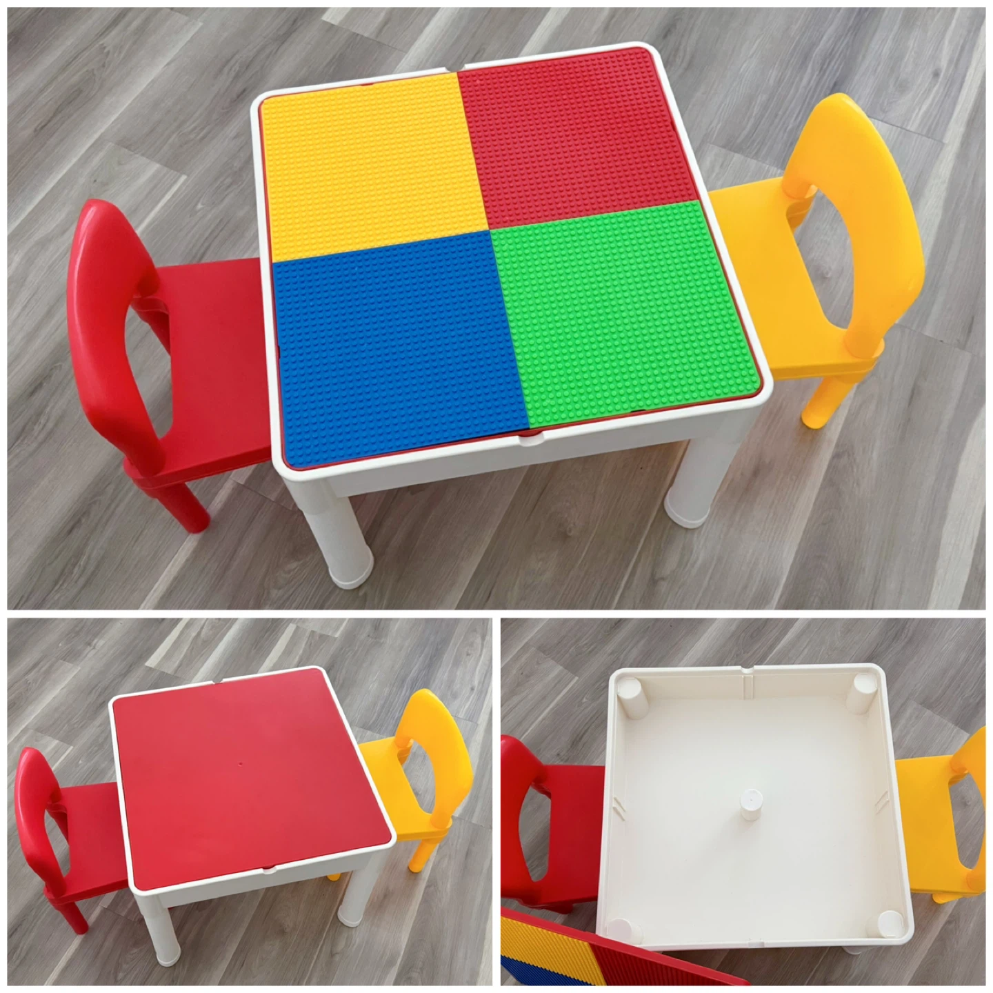 ⭐️SALE⭐️90% New Kids 2-in-1 Building Block Table and Chairs Set
