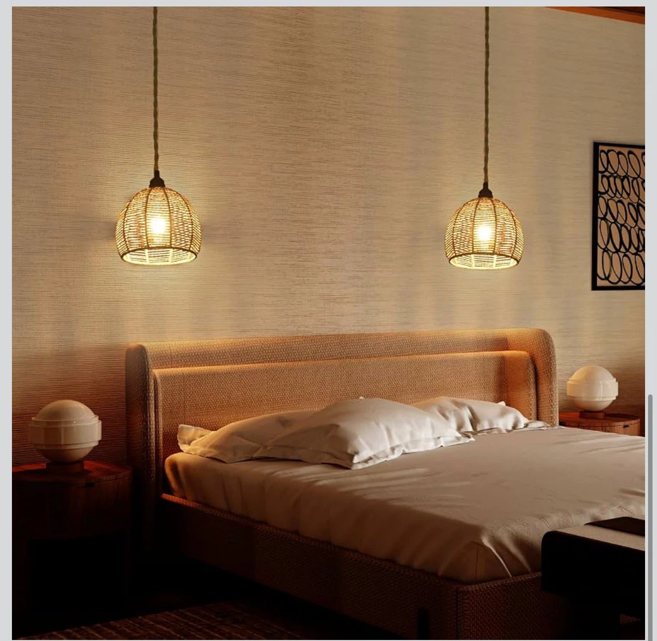 2 Pack Woven Rope Pendant Lights with Plug PH2 - photo 5