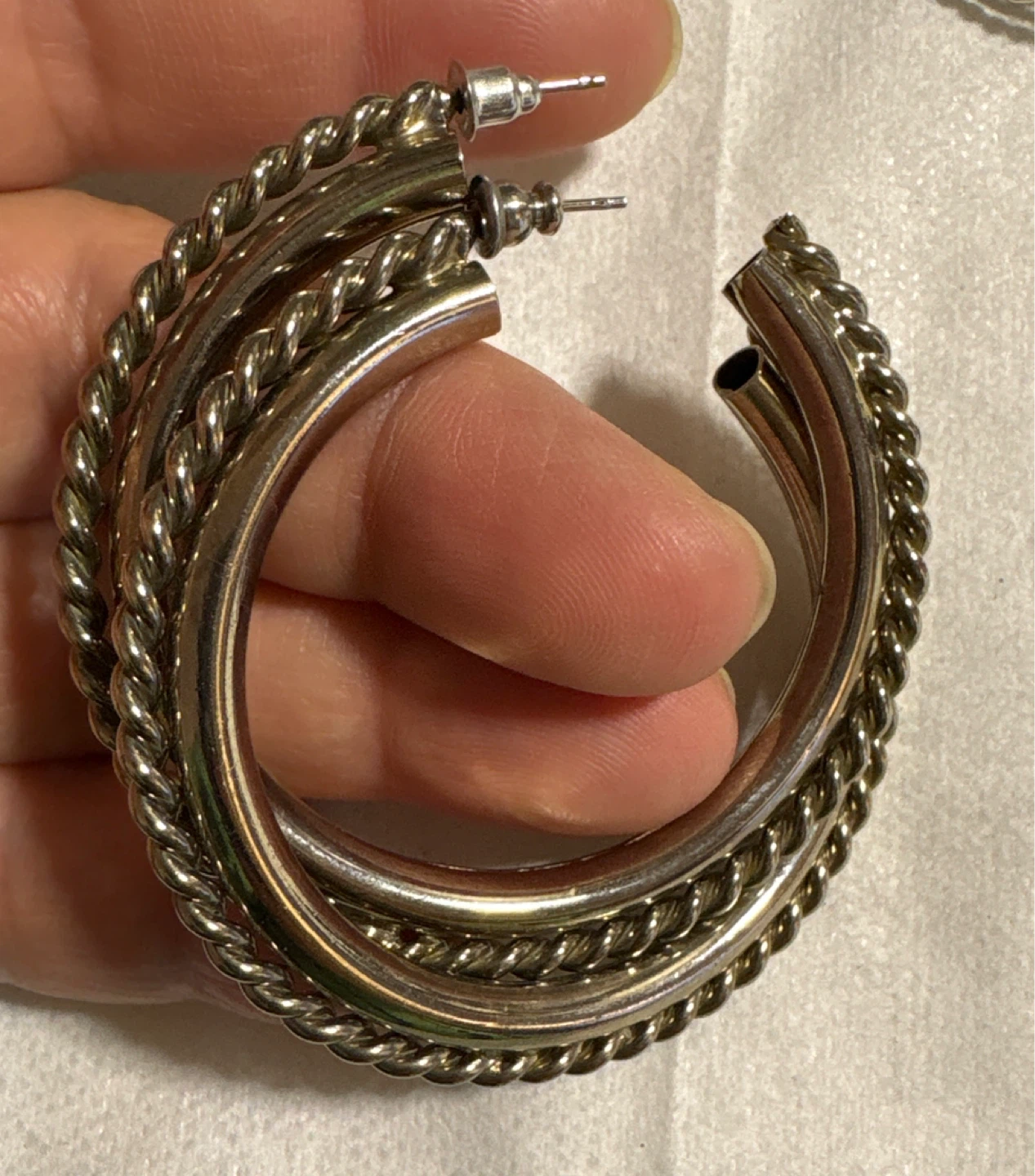 Vintage silver tone Assorted Hoop 6 Earrings sets - photo 2