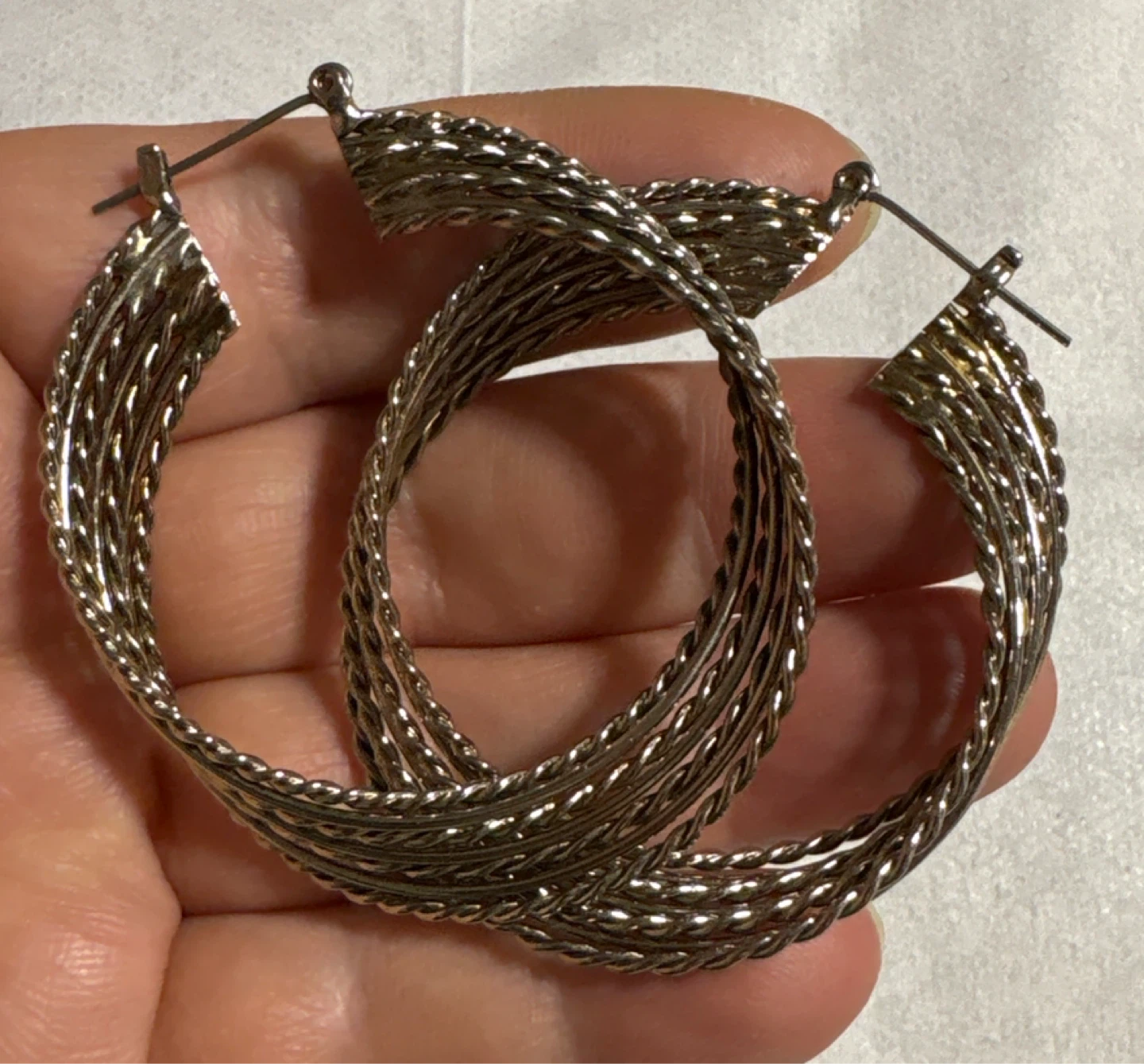 Vintage silver tone Assorted Hoop 6 Earrings sets - photo 4