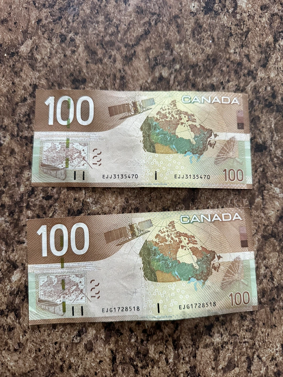 Two $100 Canadian Bank Notes - photo 2