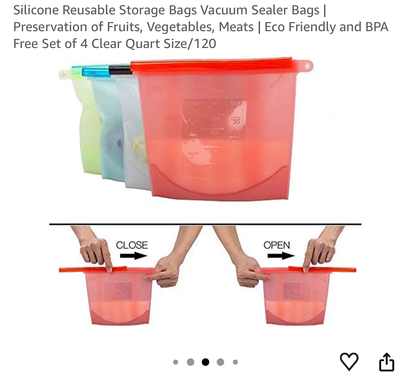 Fresh Productz Reusable Silicone Storage Bags