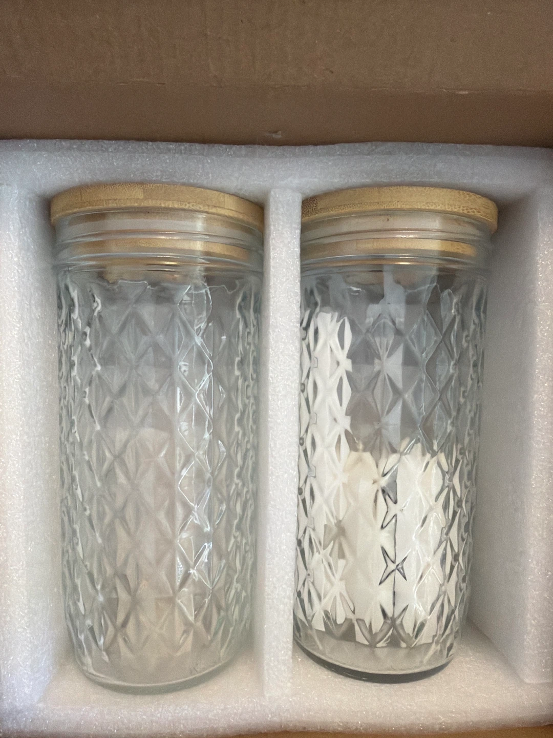 Glass tumblers with Bamboo Lids and Metal Straws
