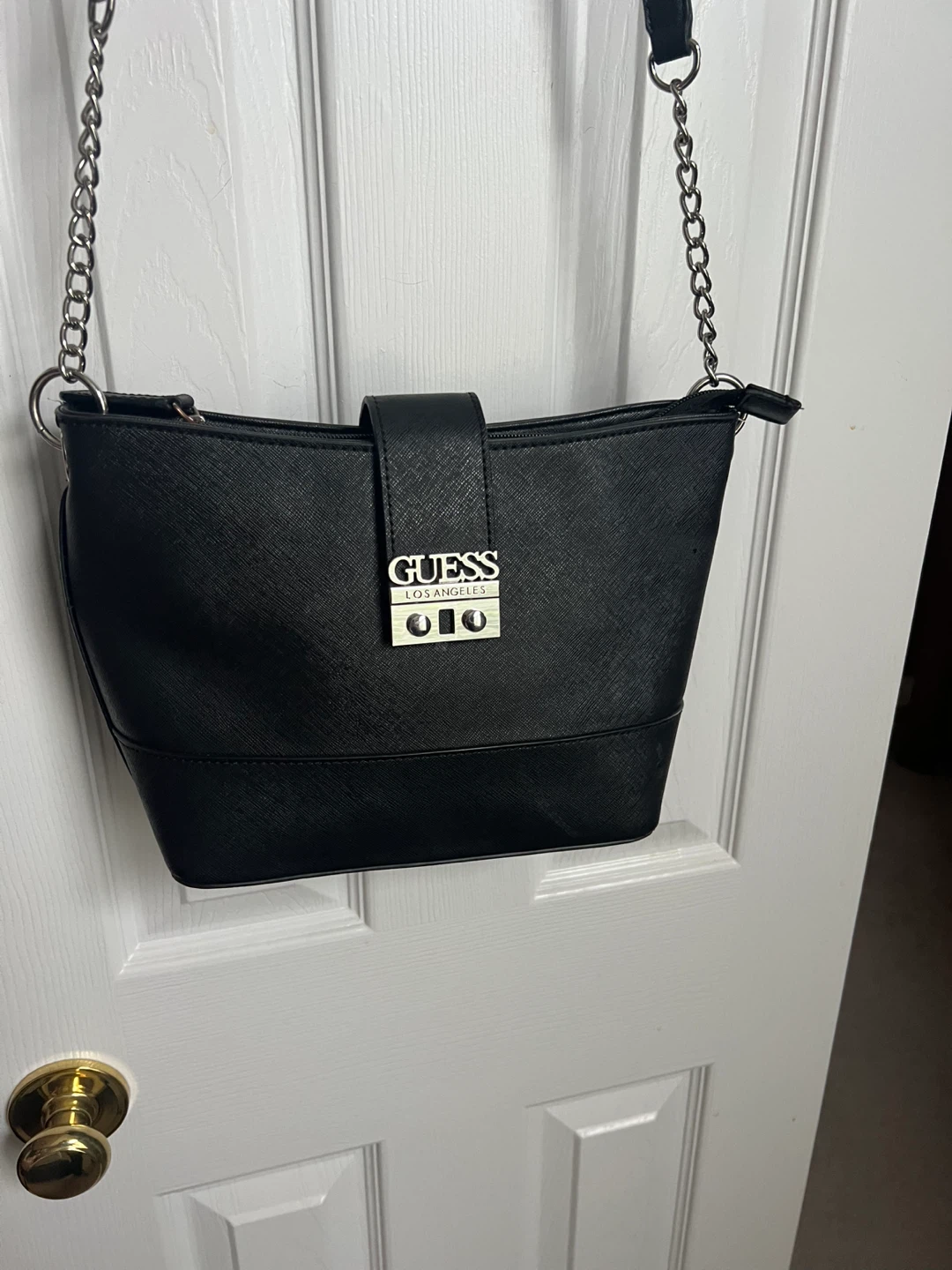 Guess Black Faux Leather Crossbody Bag