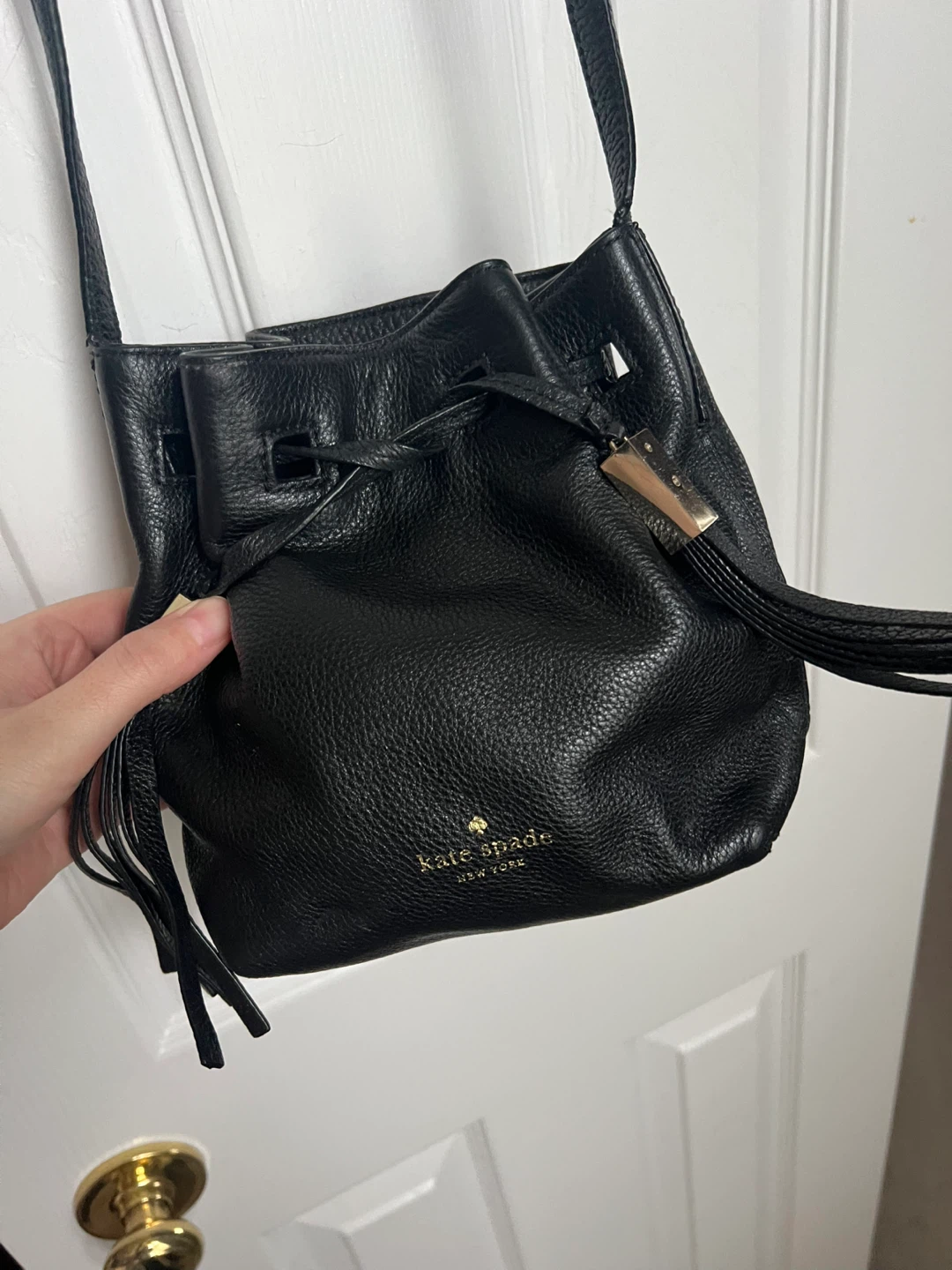 Kate Spade Black Leather Bucket Bag