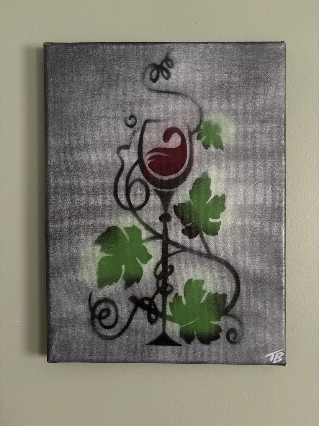 Canvas Wall Art - Wine Glass and Grapes Design