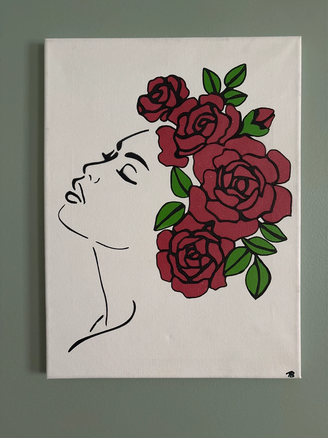 Canvas Art Print of Woman with Roses