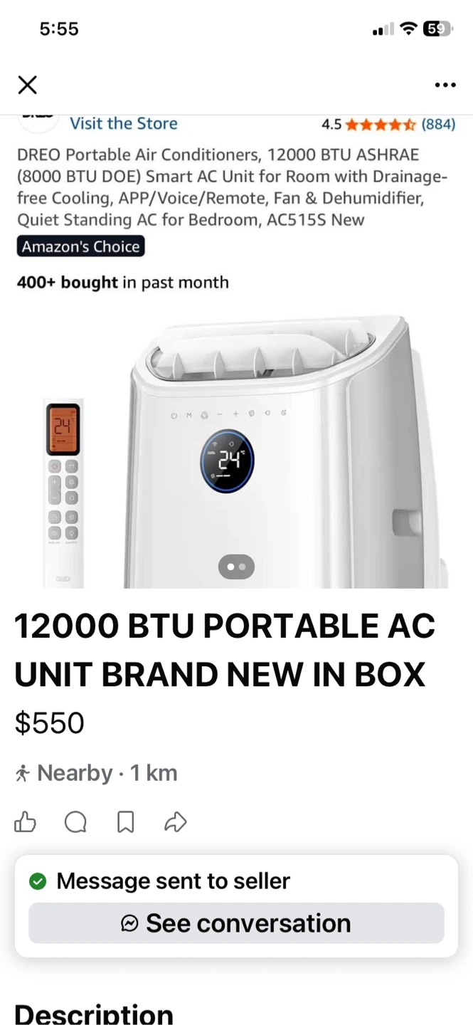Dreo portable air conditioner, brand new! Price reduced! - photo 2
