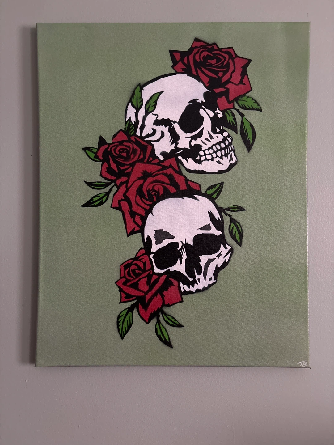 Skull and Roses Canvas Art