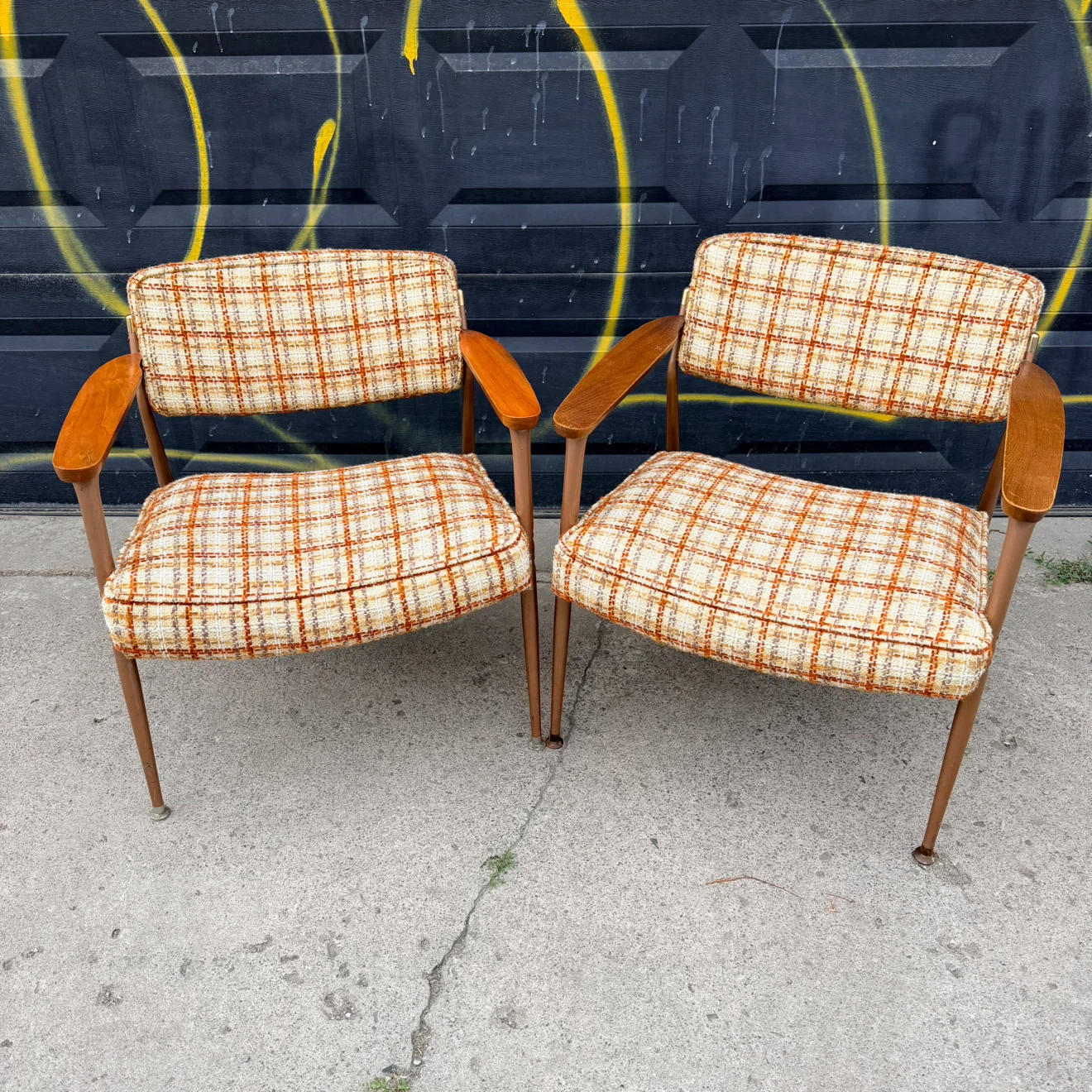 Pair of Vintage Plaid Armchairs