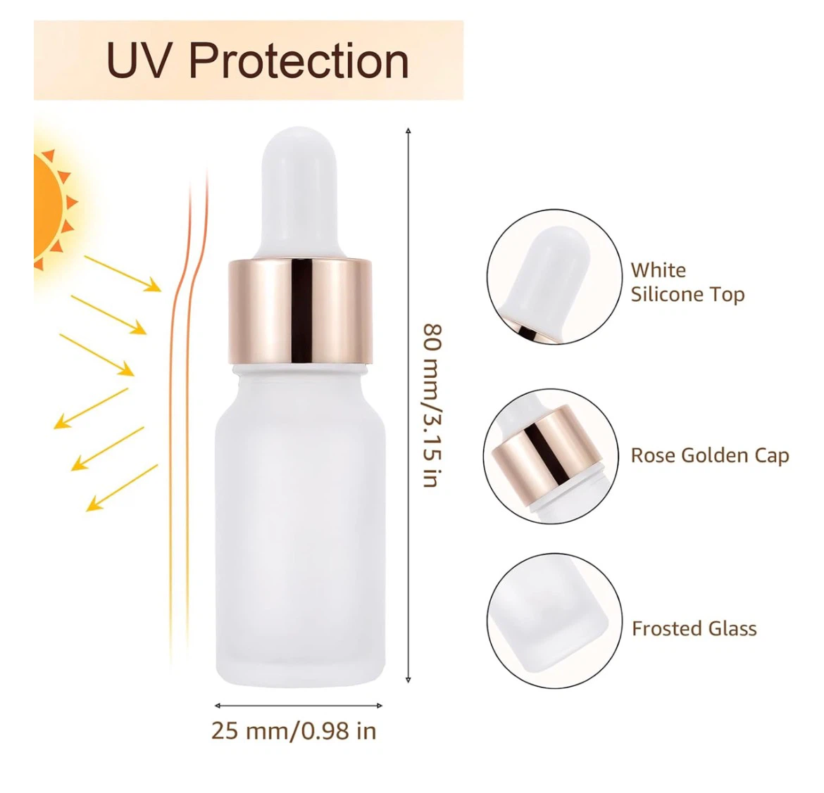 New x4 Frosted Glass Dropper Bottle with Cap great for travel