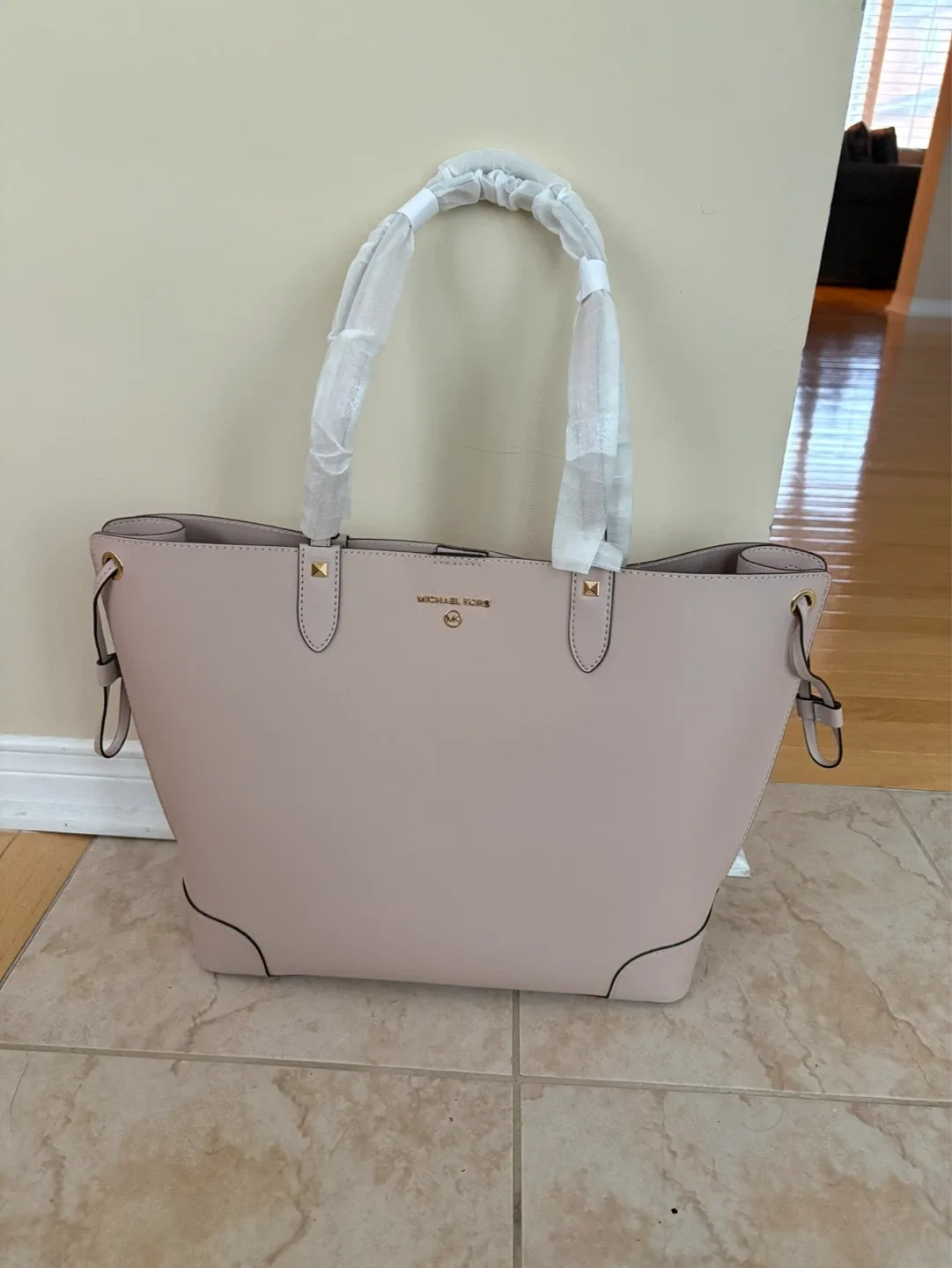 MICHAEL KORS EDITH LG OPEN TOTE - SOFT PINK LEATHER
