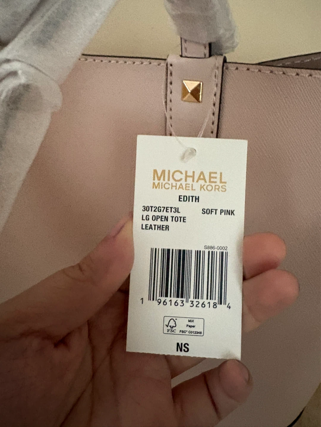 MICHAEL KORS EDITH LG OPEN TOTE - SOFT PINK LEATHER - photo 3