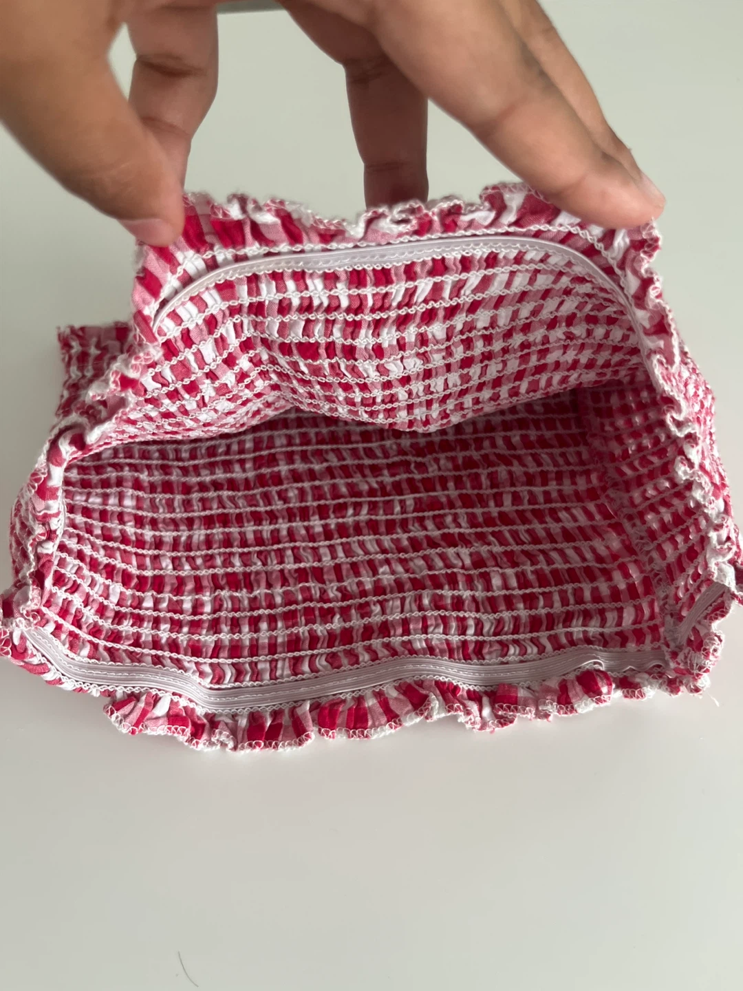 Red and White Gingham Smocked Tube Top - photo 2