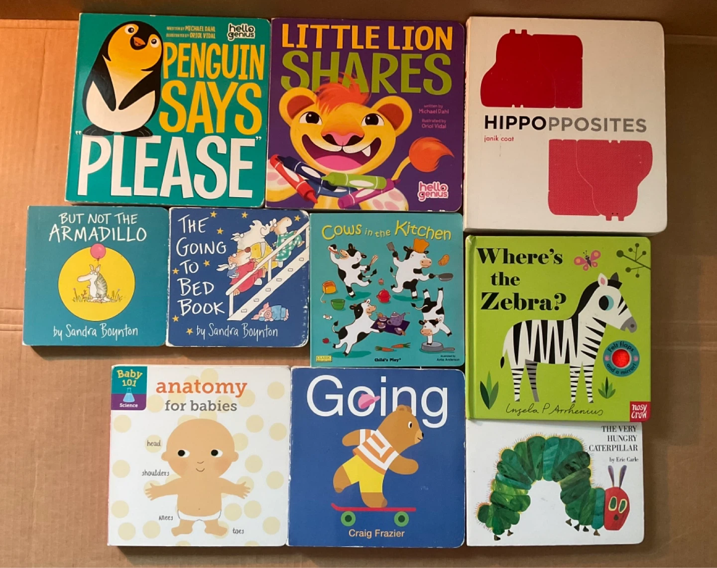 10 Children's Board Books - The Very Hungry Caterpillar, etc.