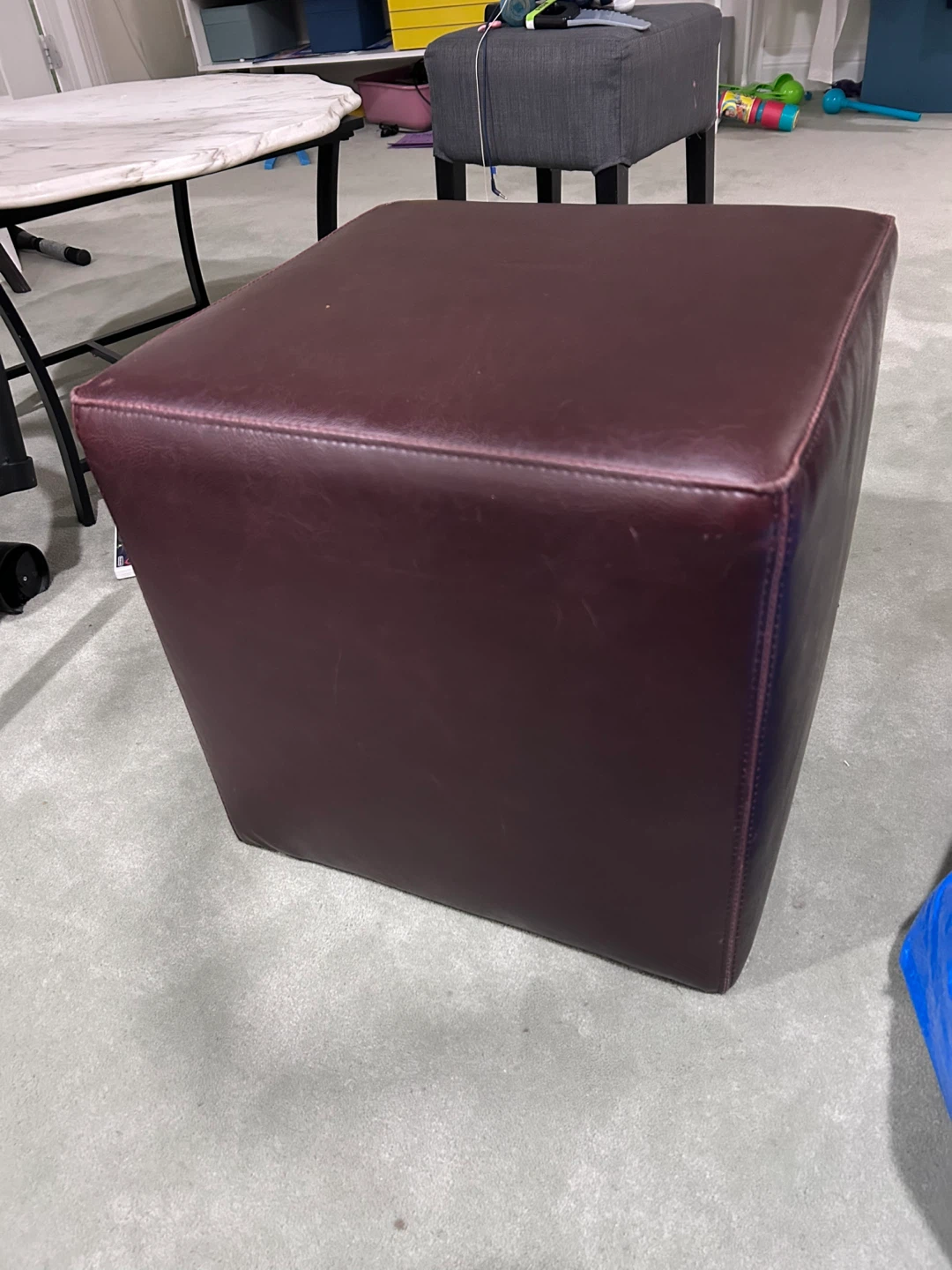 Leather Square Footstool Ottoman