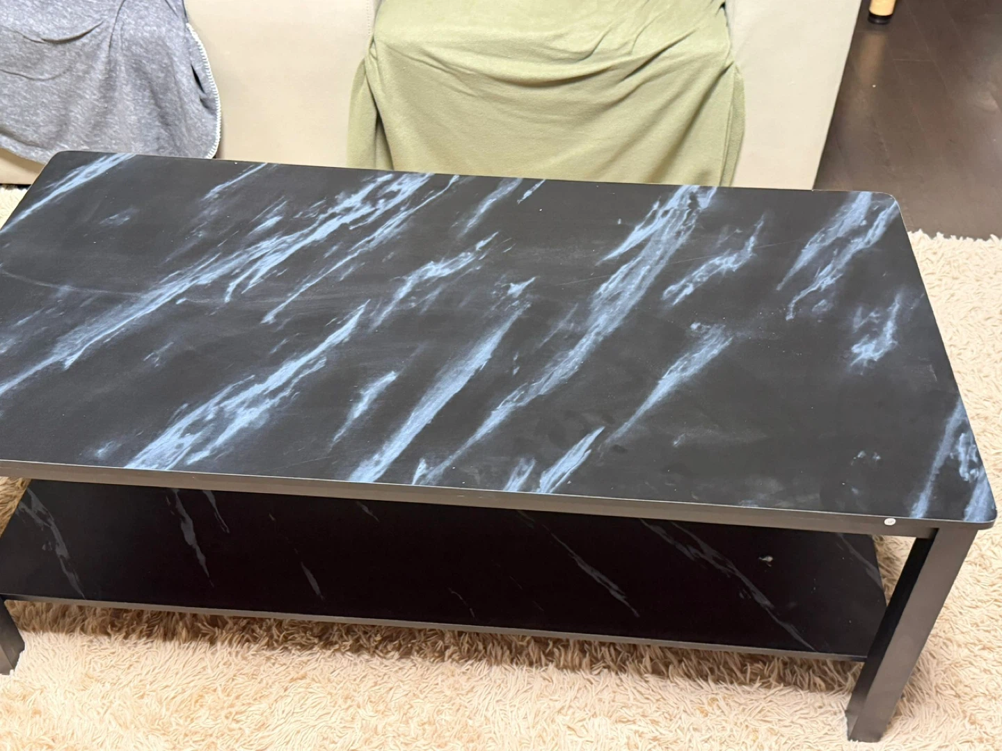 Coffee Table with Marble Top and Shelf