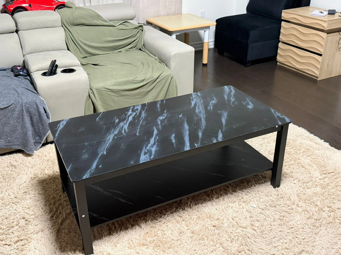 Coffee Table with Marble Top and Shelf - photo 3