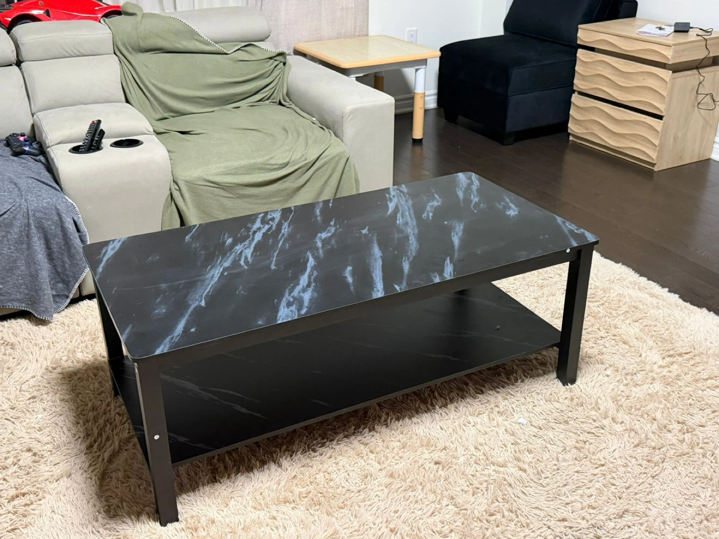 Coffee Table with Marble Top and Shelf - photo 2