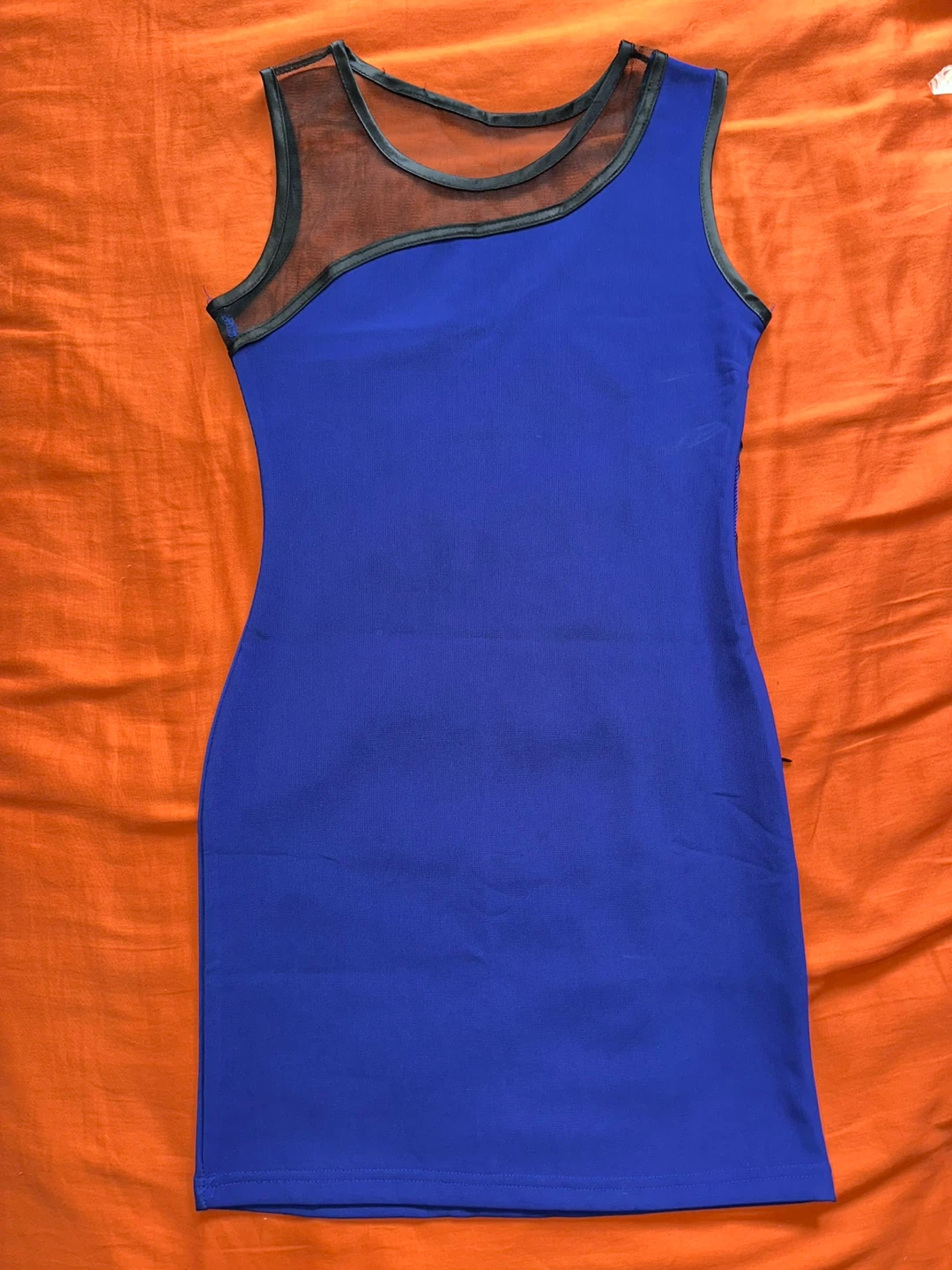 Blue Mesh Detail Dress