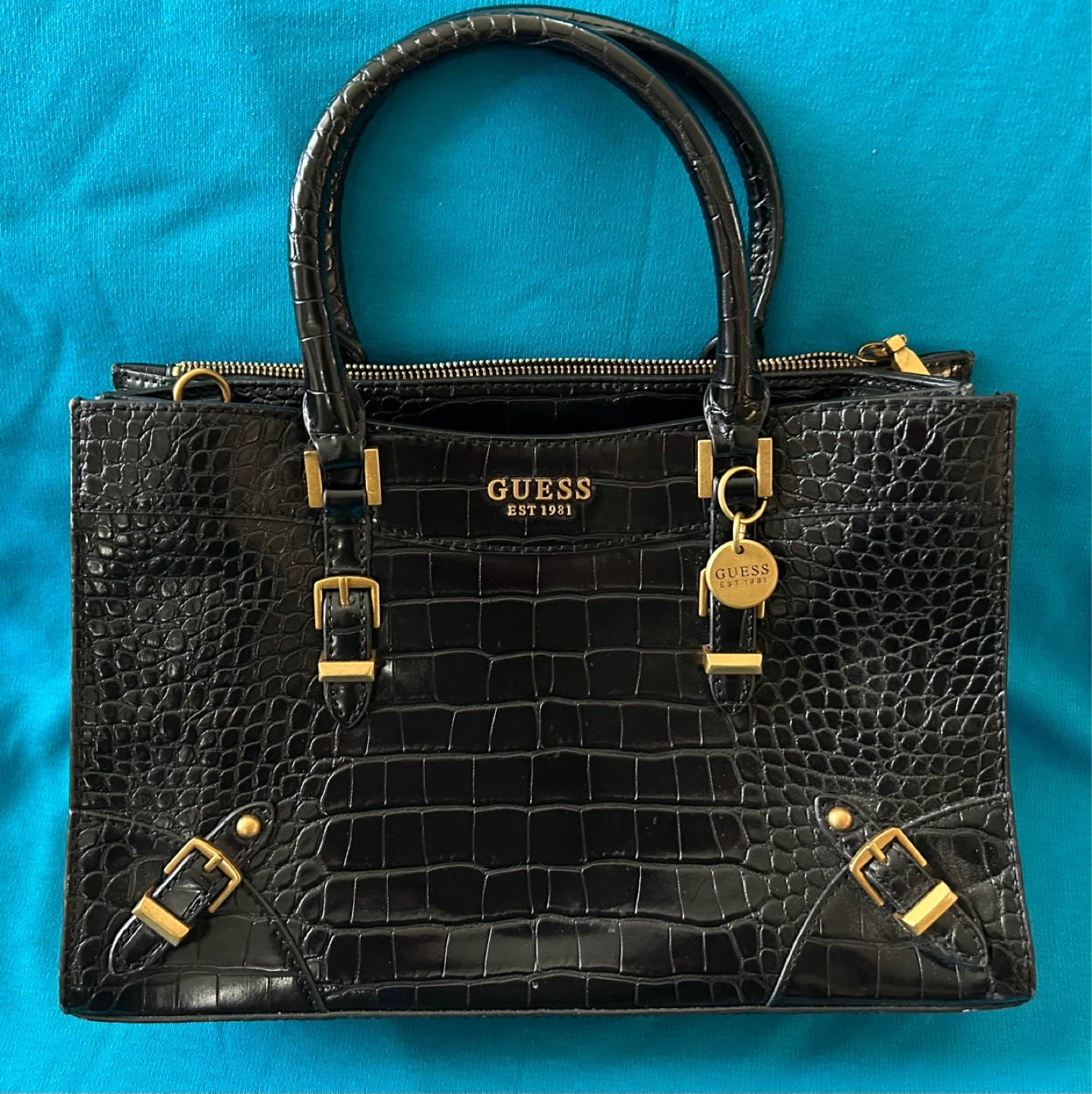 Guess Black Croc Embossed Bag