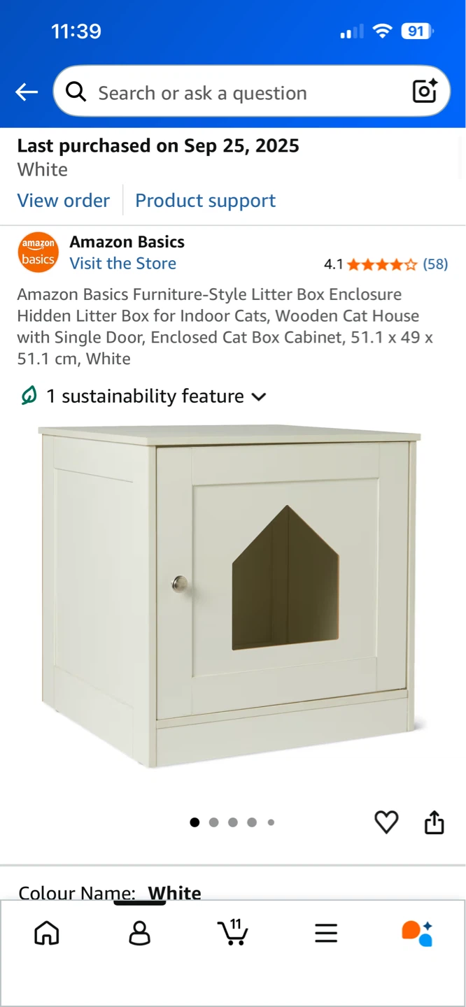 Amazon Basics Furniture-Style Litter Box Enclosure White - photo 2