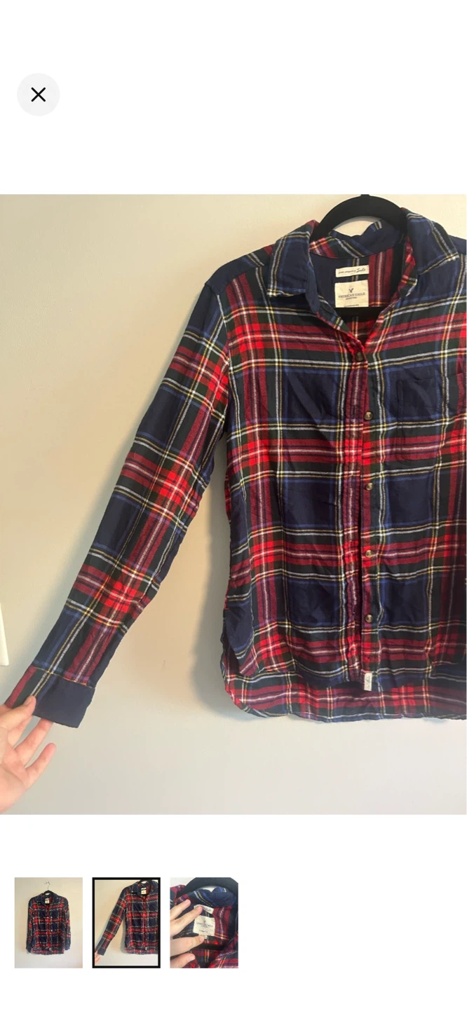 American Eagle Boyfriend Fit Plaid Flannel Shirt - photo 2