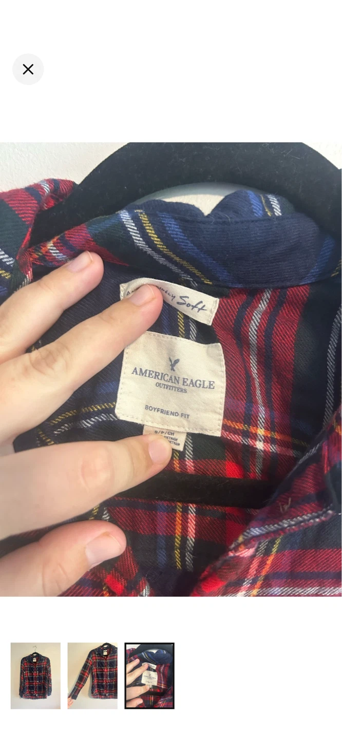 American Eagle Boyfriend Fit Plaid Flannel Shirt - photo 3