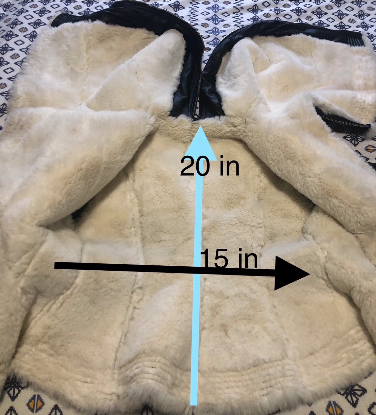 Black Faux Leather Jacket with Shearling Lining - photo 5