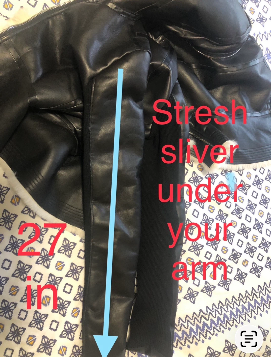 Black Faux Leather Jacket with Shearling Lining - photo 4