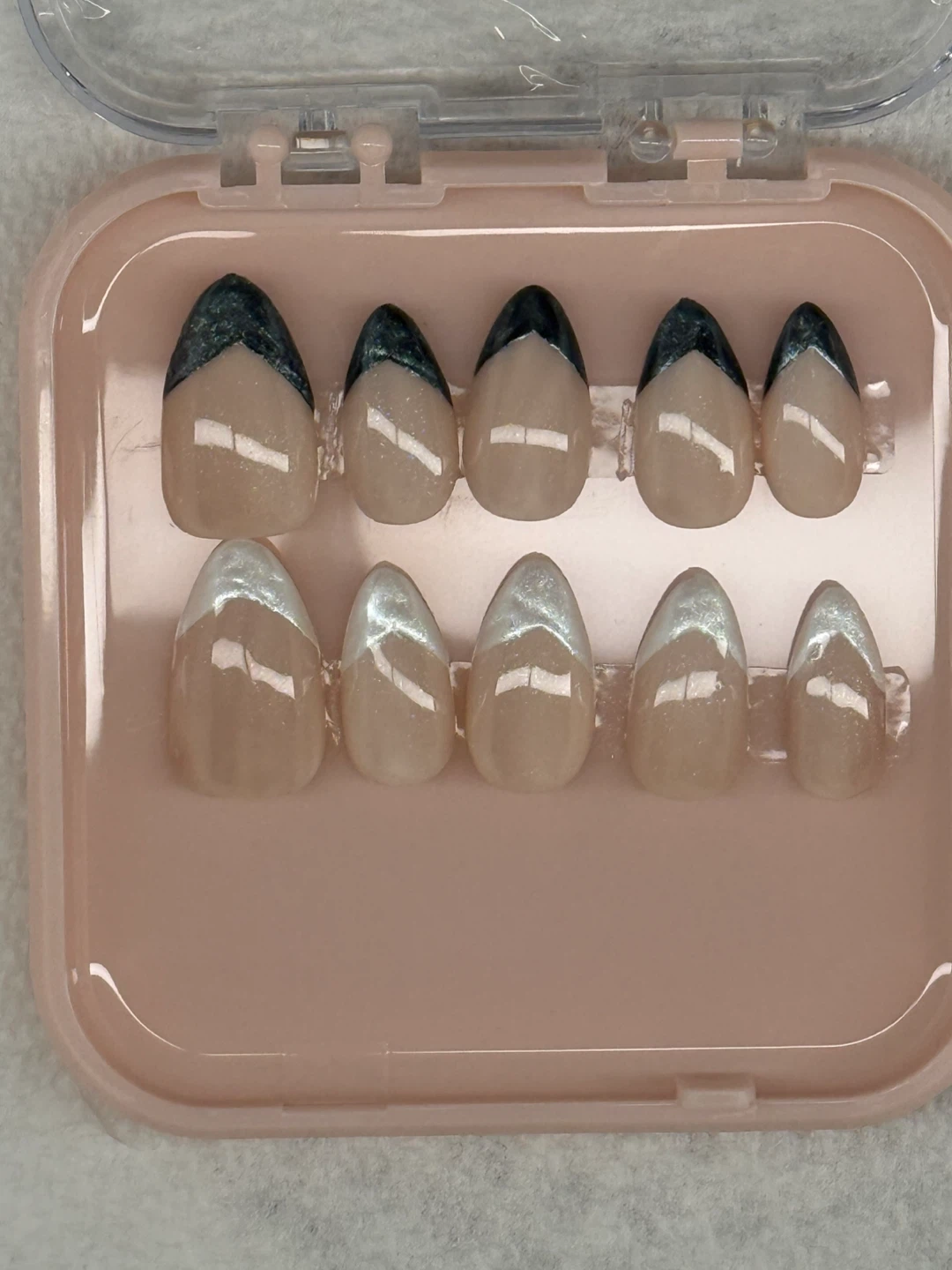 French chrome press on nails