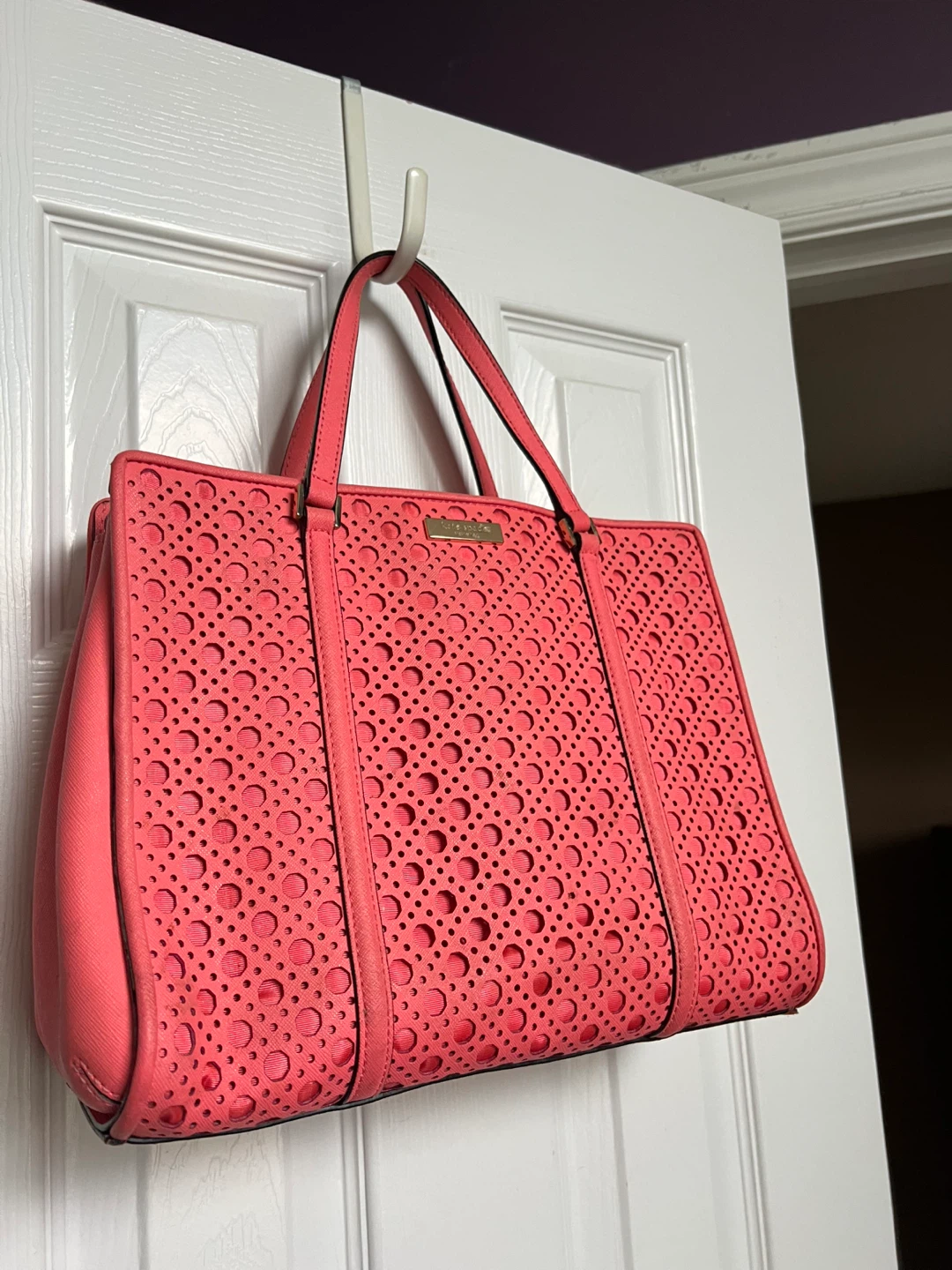 Kate Spade New York Tote Bag - Coral Perforated Leather
