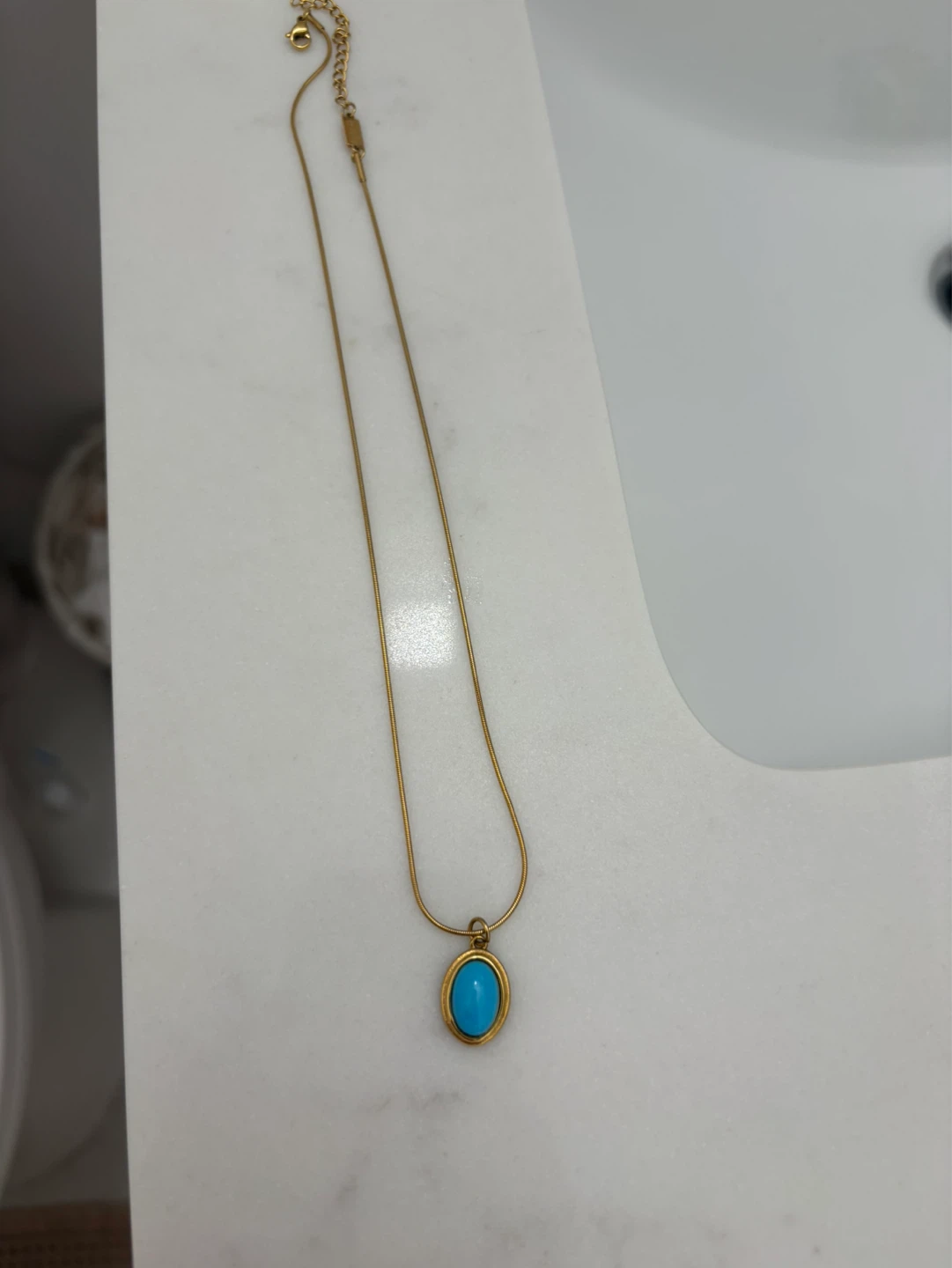 New York Designer NUR  necklace with turquoise stone pendant - photo 2