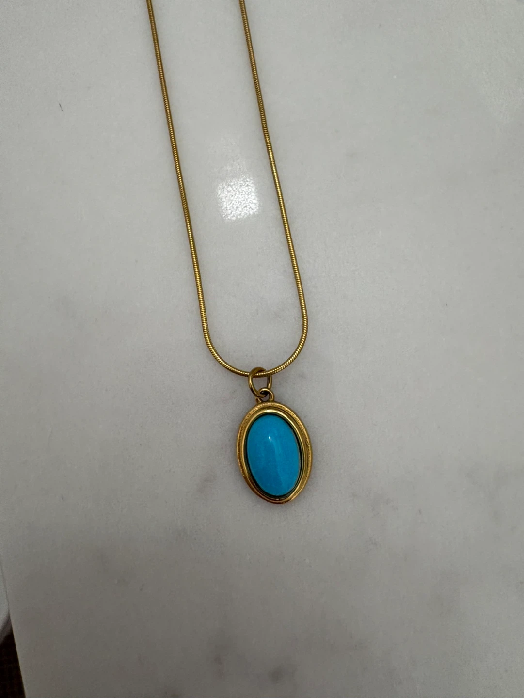 New York Designer NUR  necklace with turquoise stone pendant