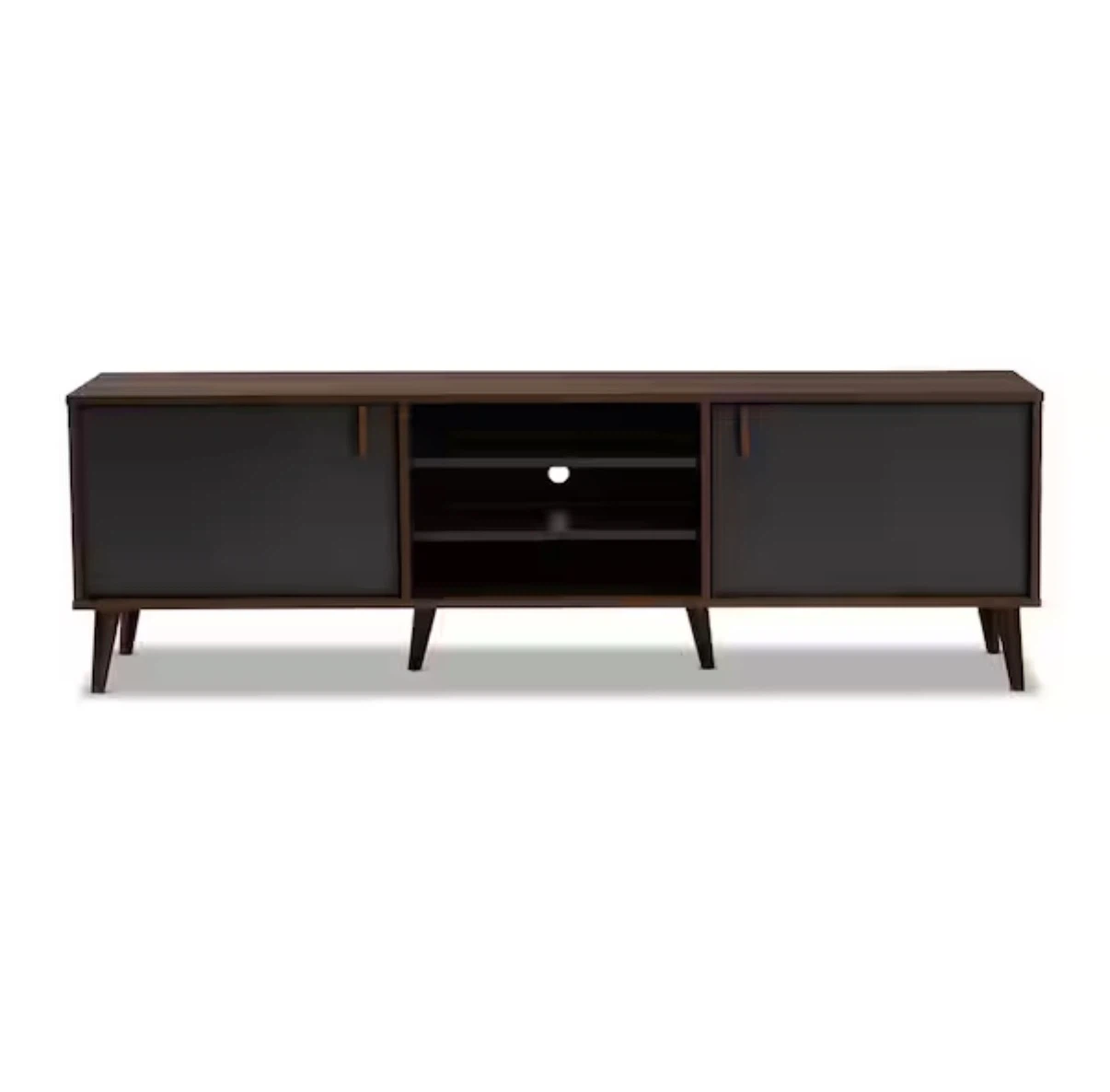 Walnut Brown and Black TV Stand - photo 3