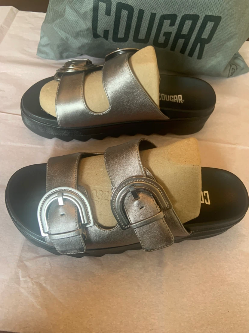 NEW WOMEN’S METALLIC SILVER LEATHER PEPA- L COUGAR  PLATFORMS ! - photo 4