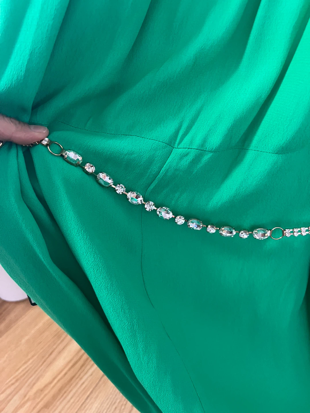 Green Maxi Dress with Rhinestone Belt - photo 2