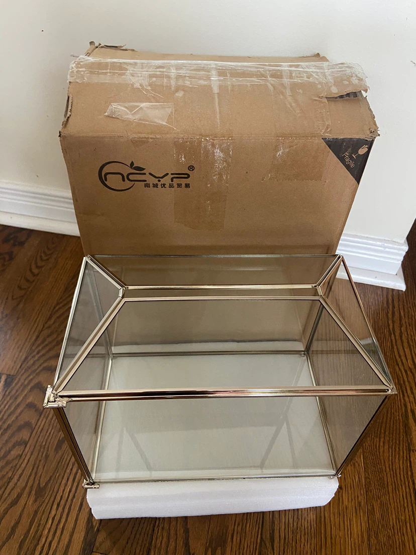 Wedding Glass Card Box with Heart Lock - photo 2