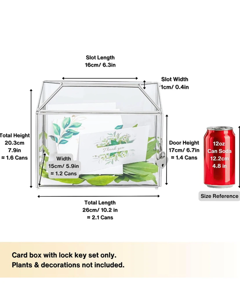 Wedding Glass Card Box with Heart Lock - photo 5