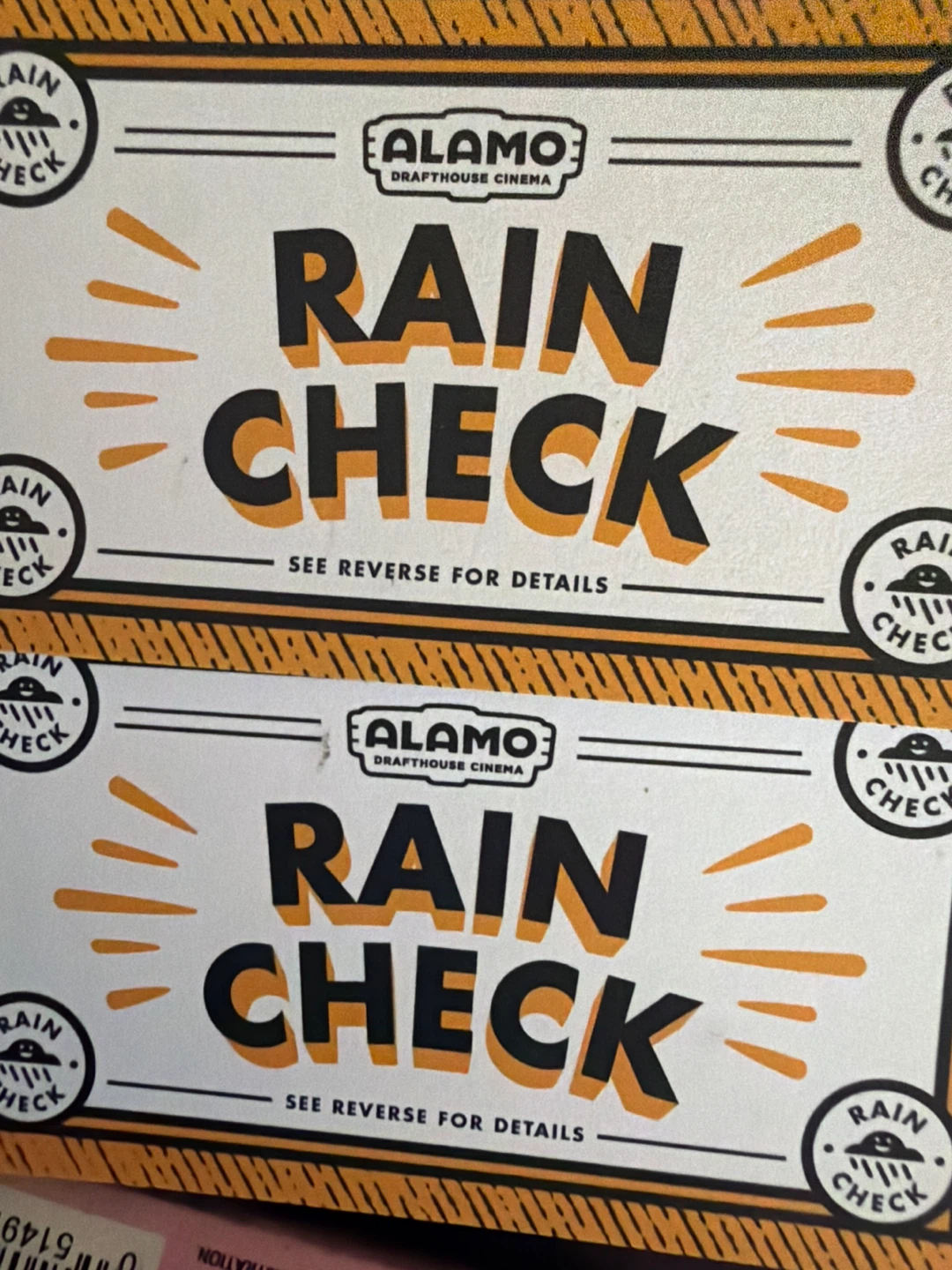Alamo Drafthouse Cinema Rain Check Tickets (2)