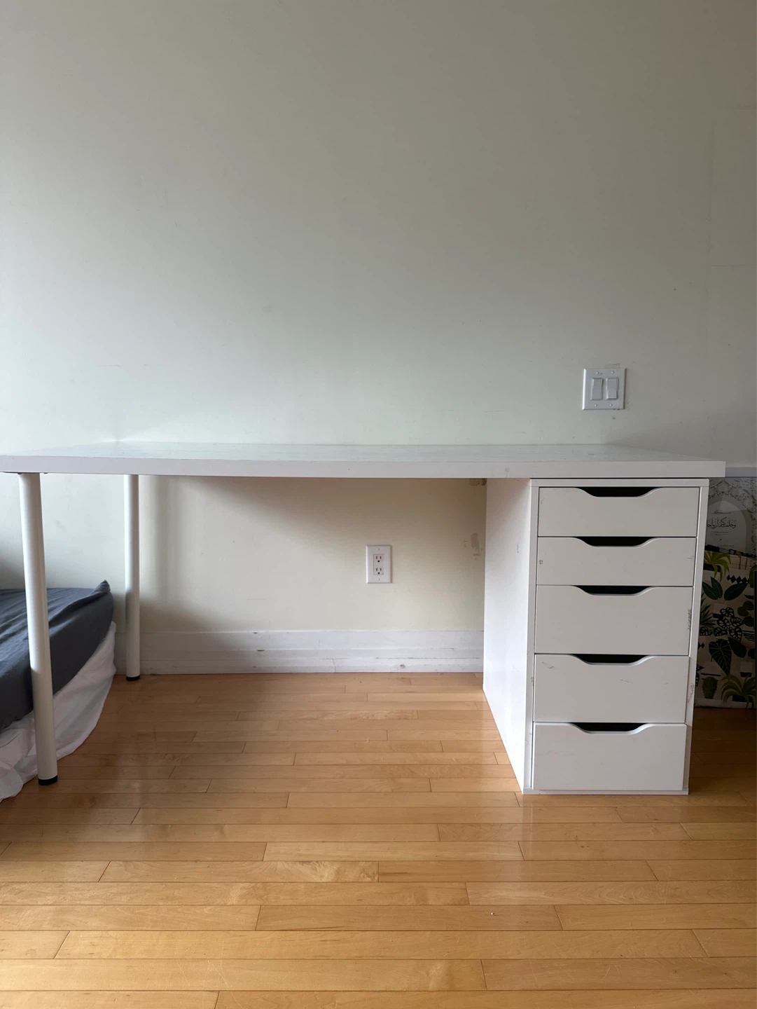 IKEA White Alex Desk with Drawer Unit