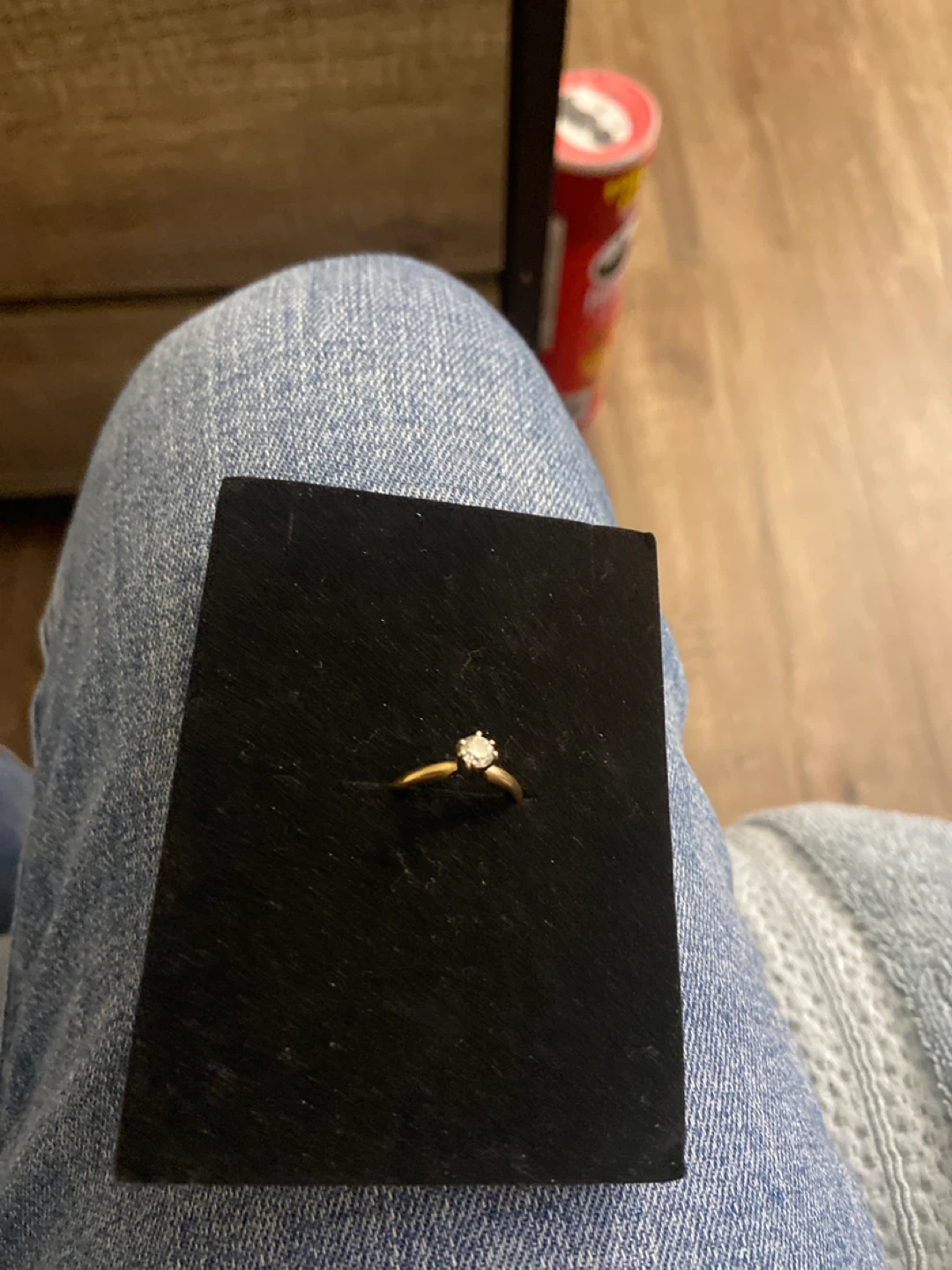 Gold Engagement Ring with Diamond - photo 2